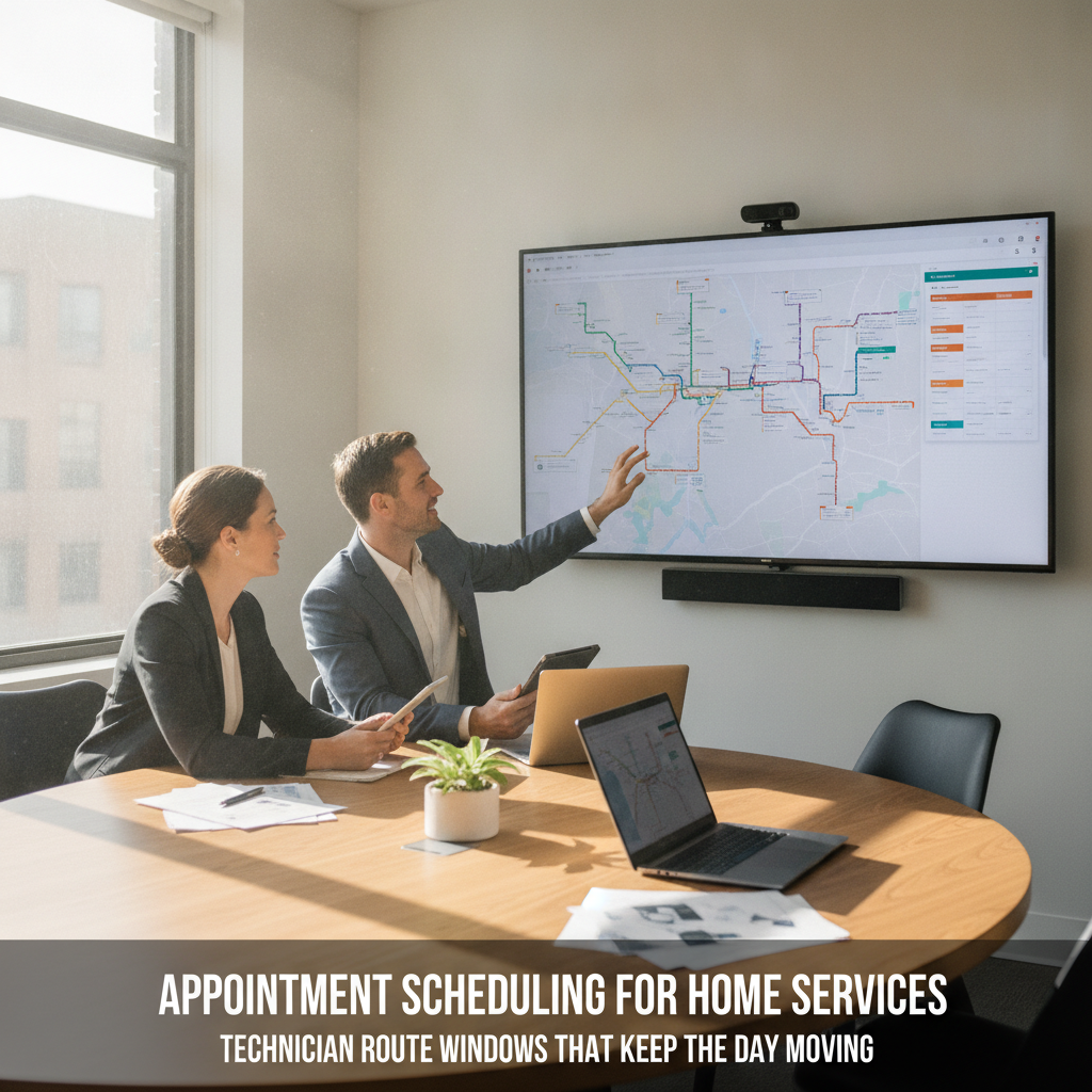 Appointment Scheduling for Home Services: Technician Route Windows That Keep the Day Moving - editorial illustration