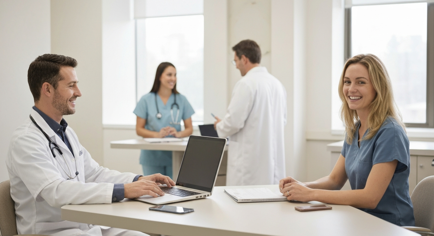 Appointment Scheduling for medical and dental offices with insurance verification needs - editorial illustration