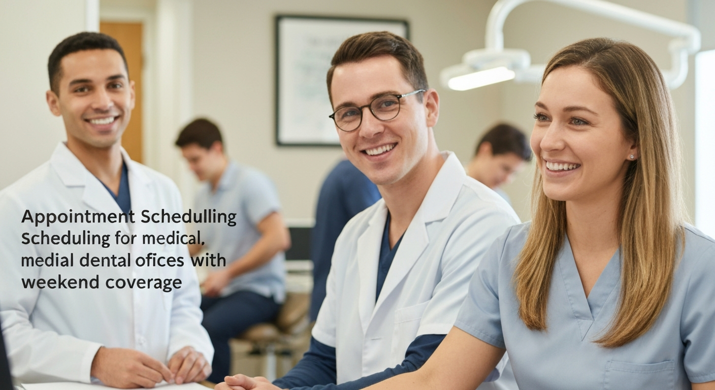 Appointment Scheduling for medical and dental offices with weekend coverage - editorial illustration
