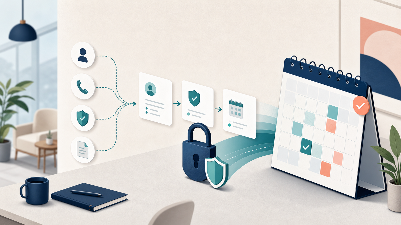 Privacy-Conscious Intake Before an Appointment Is Booked editorial illustration