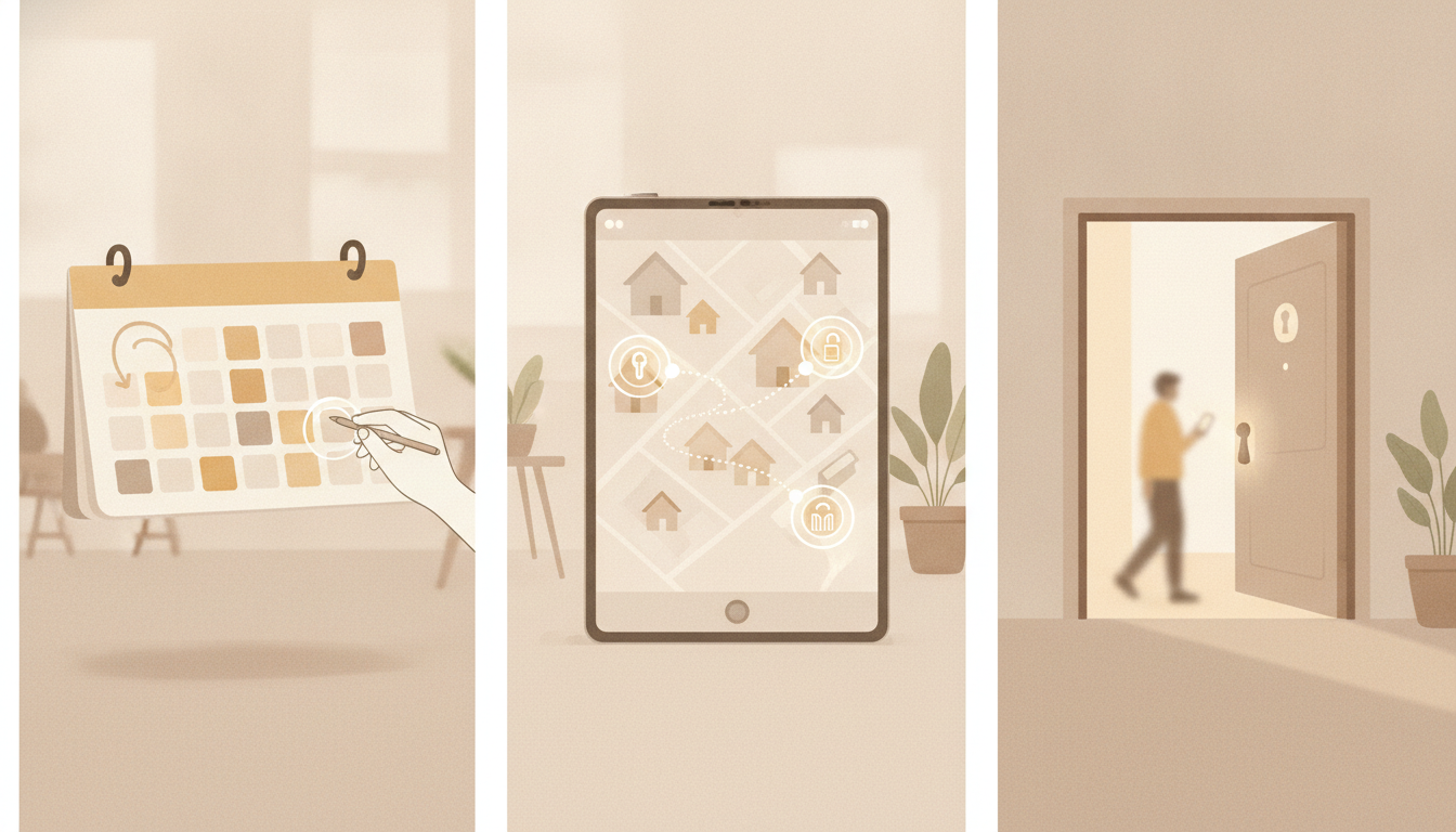 Appointment Scheduling for Property Access Instructions, editorial illustration