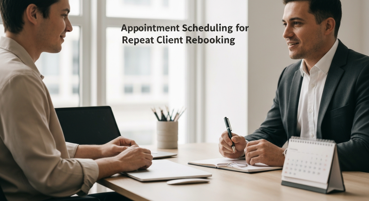 Appointment Scheduling for Repeat Client Rebooking - editorial illustration