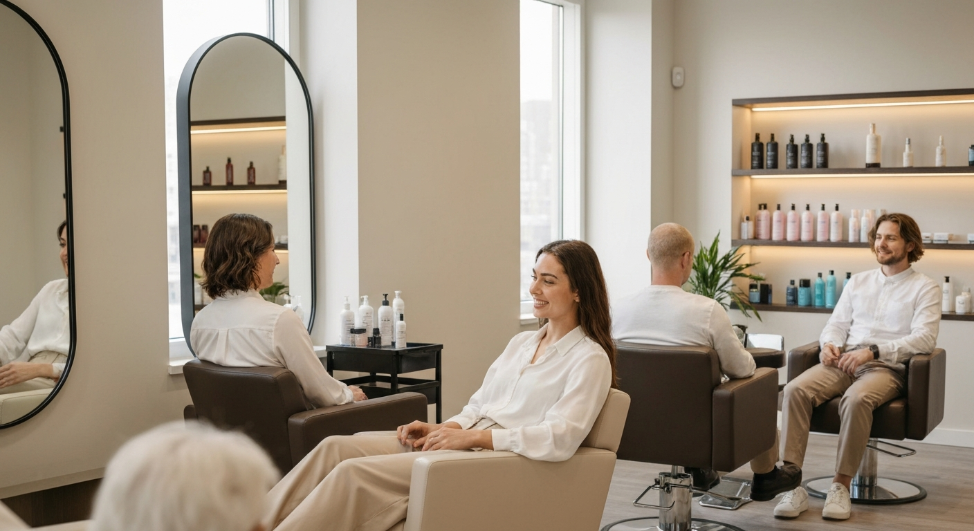 Appointment Scheduling for salons and spas across multiple time zones - editorial illustration