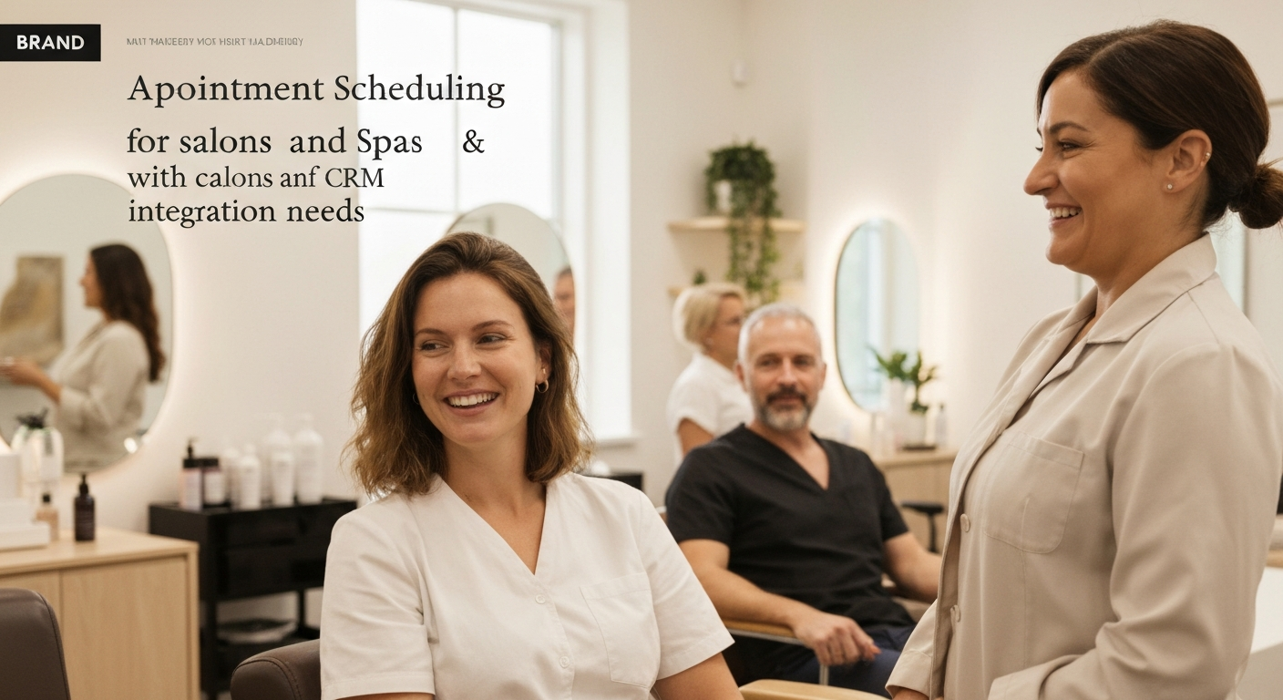 Appointment Scheduling for salons and spas with crm integration needs - editorial illustration