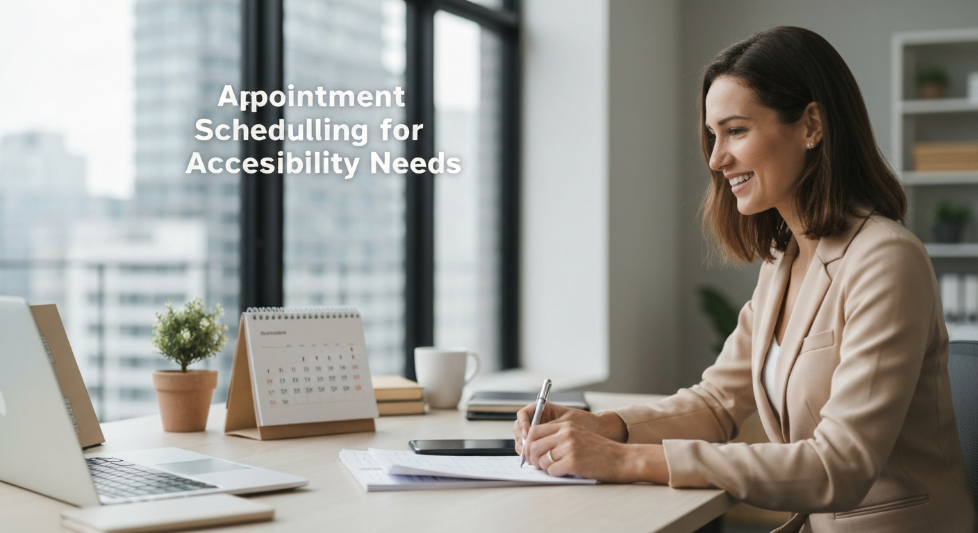Editorial illustration about appointment scheduling for home serviceswith accessibility-first intake