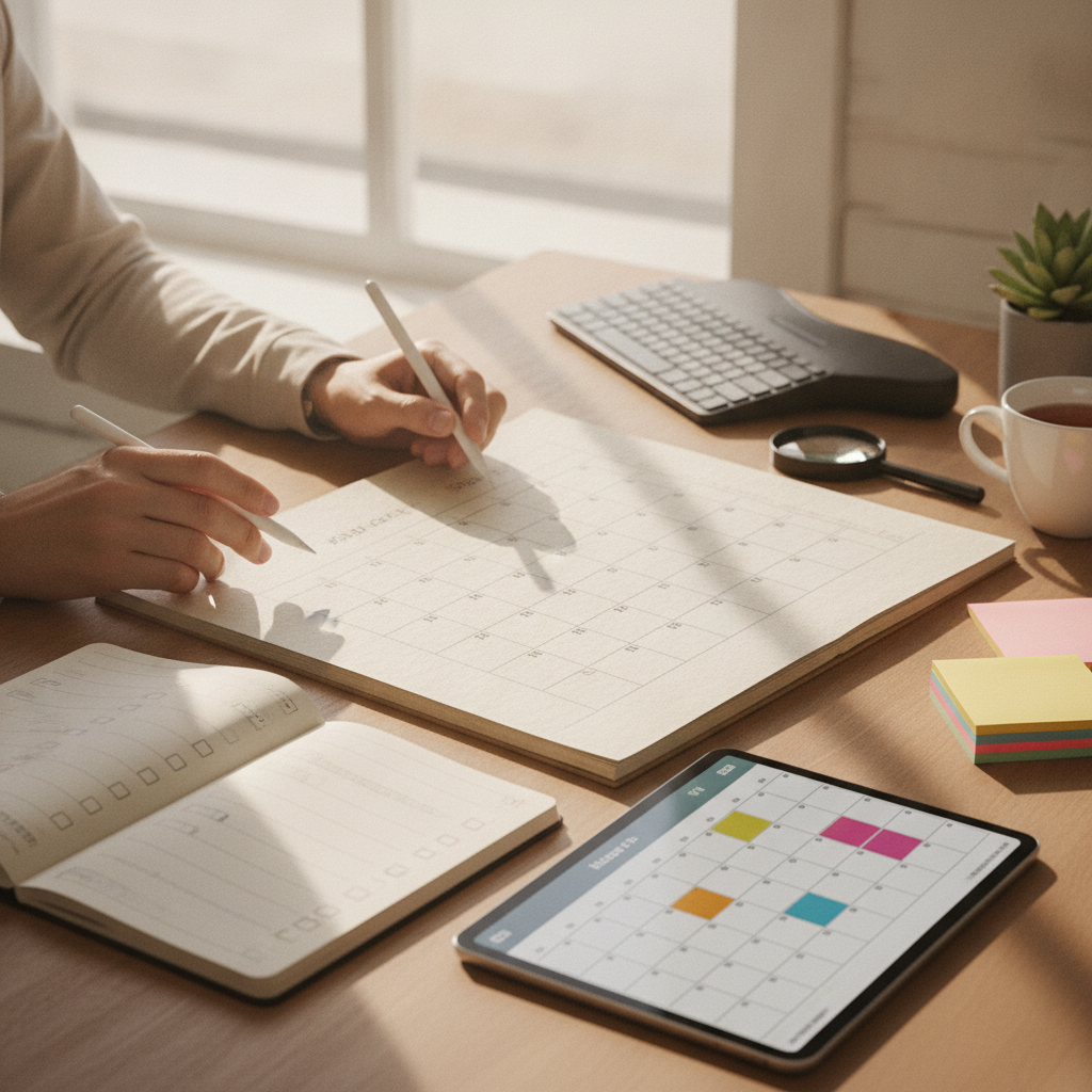 Accessible appointment scheduling workspace with calendar and communication devices